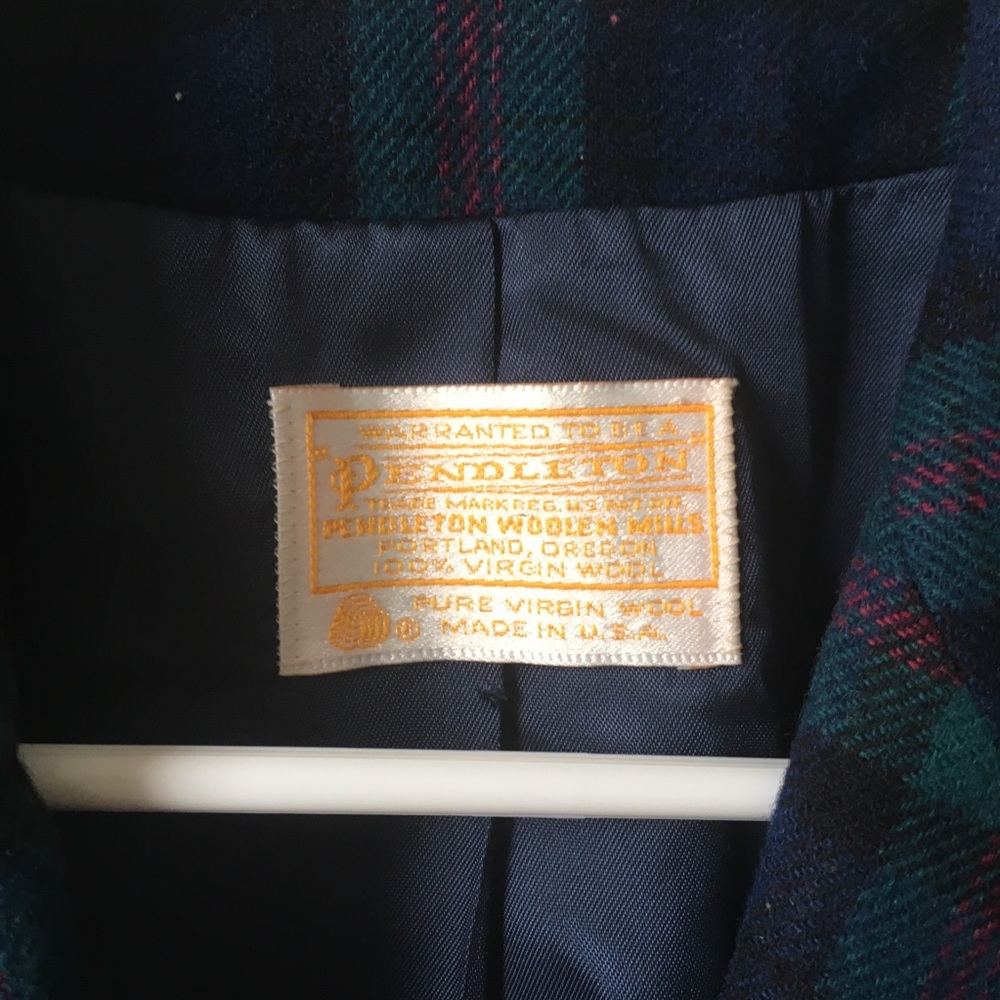 Pendleton wool vintage blue plaid blazer jacket S/M - Picture 4 of 9